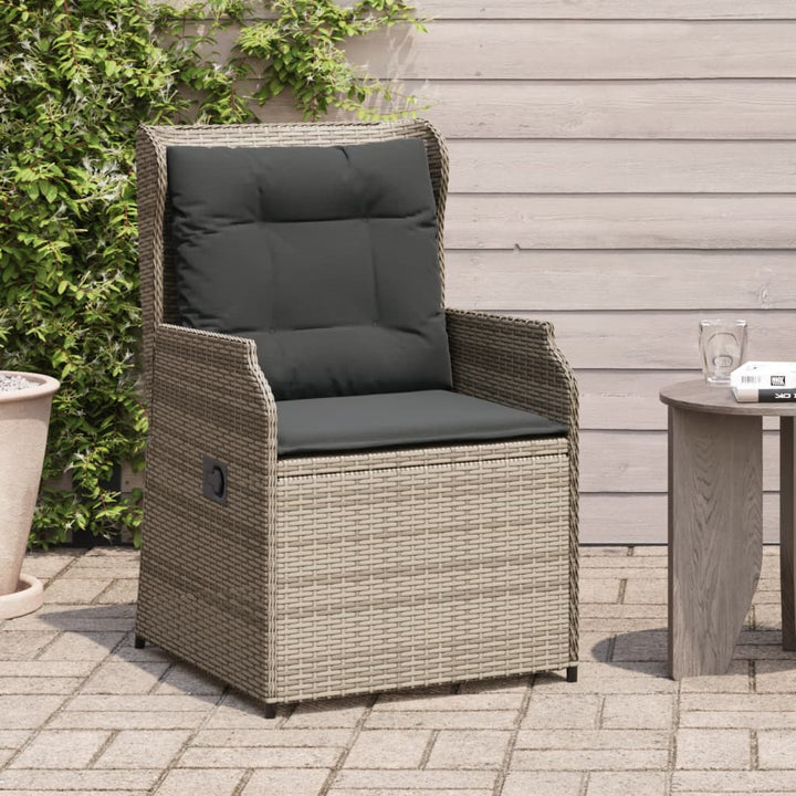 Garten Mit Kissen 2 Stk. Verstellbar Poly Rattan Grau