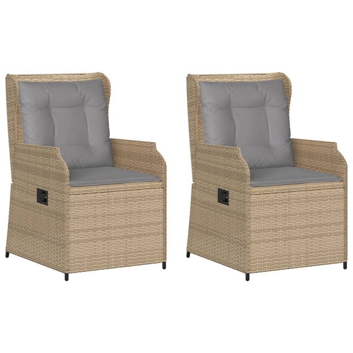 Garten Mit Kissen 2 Stk. Verstellbar Beige Poly Rattan Beige Und Grau