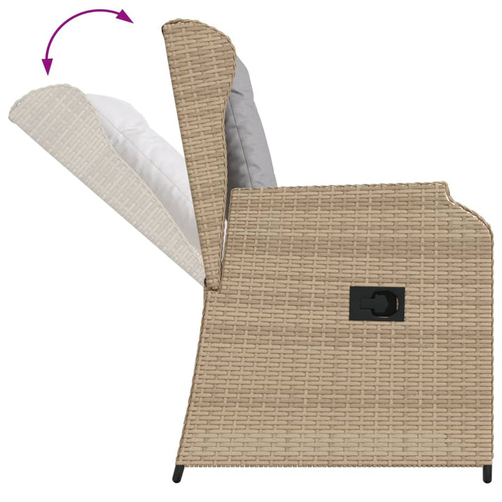 Garten Mit Kissen 2 Stk. Verstellbar Beige Poly Rattan Beige Und Grau