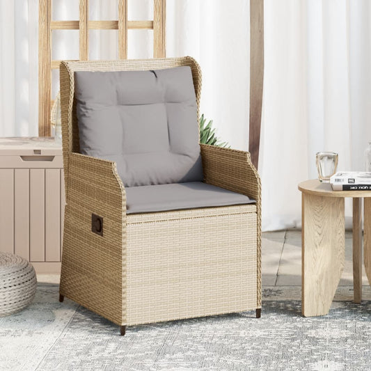 Garten Mit Kissen 2 Stk. Verstellbar Beige Poly Rattan Beige Und Grau