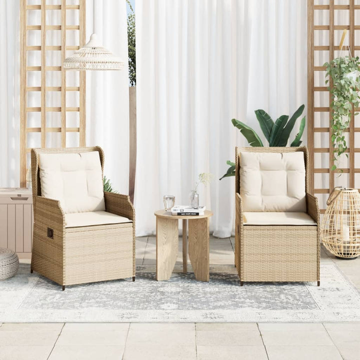 Garten Mit Kissen 2 Stk. Verstellbar Beige Poly Rattan Beige Und Creme