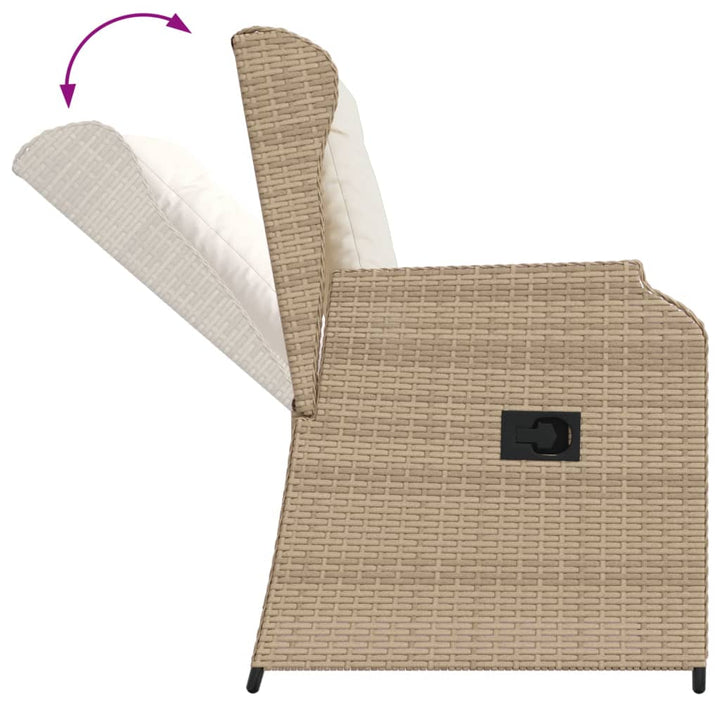 Garten Mit Kissen 2 Stk. Verstellbar Beige Poly Rattan Beige Und Creme