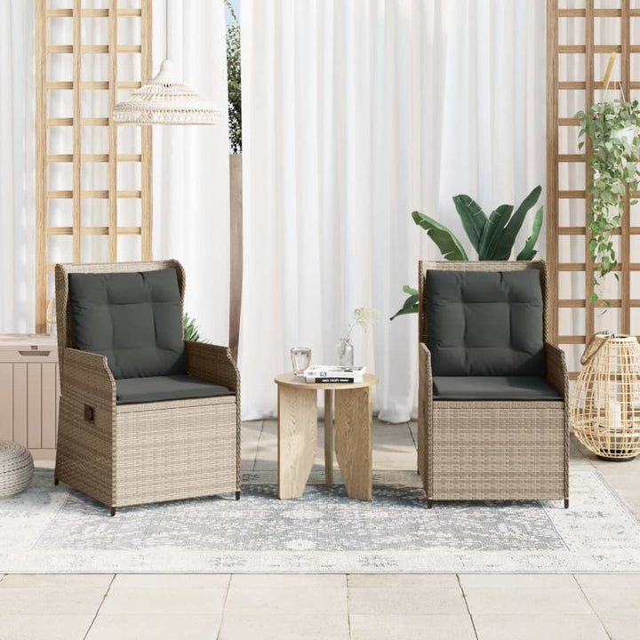 Garten Mit Kissen 2 Stk. Verstellbar Poly Rattan Hellgrau