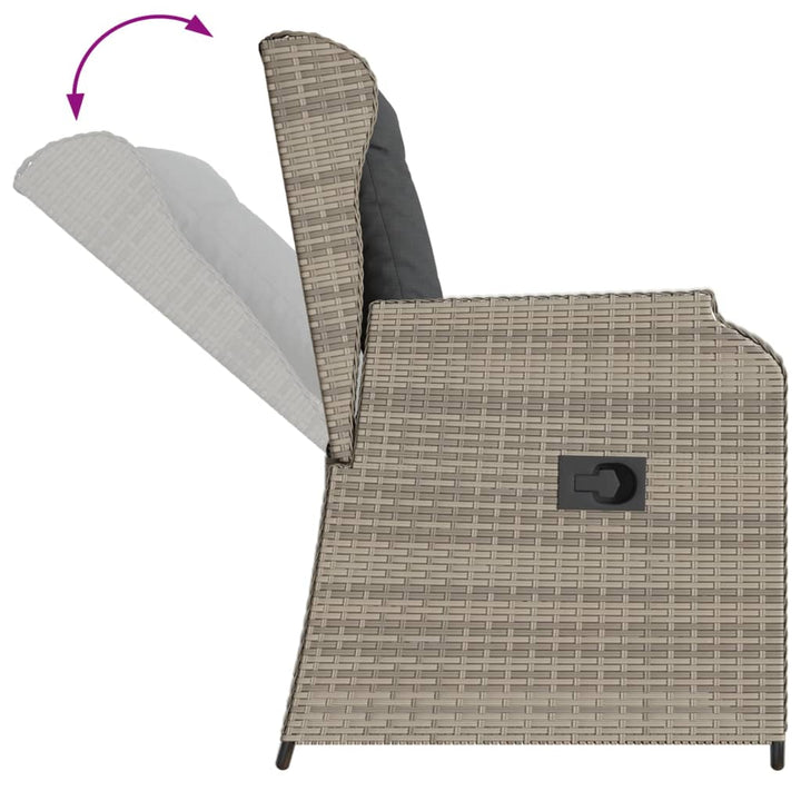 Garten Mit Kissen 2 Stk. Verstellbar Poly Rattan Hellgrau