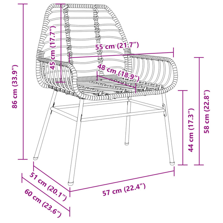 Gartenstühle 2 Stk. Poly Rattan