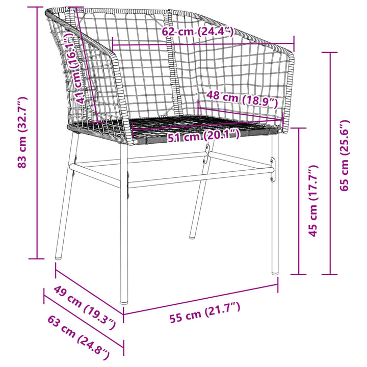 Gartenstühle 2 Stk. Poly Rattan