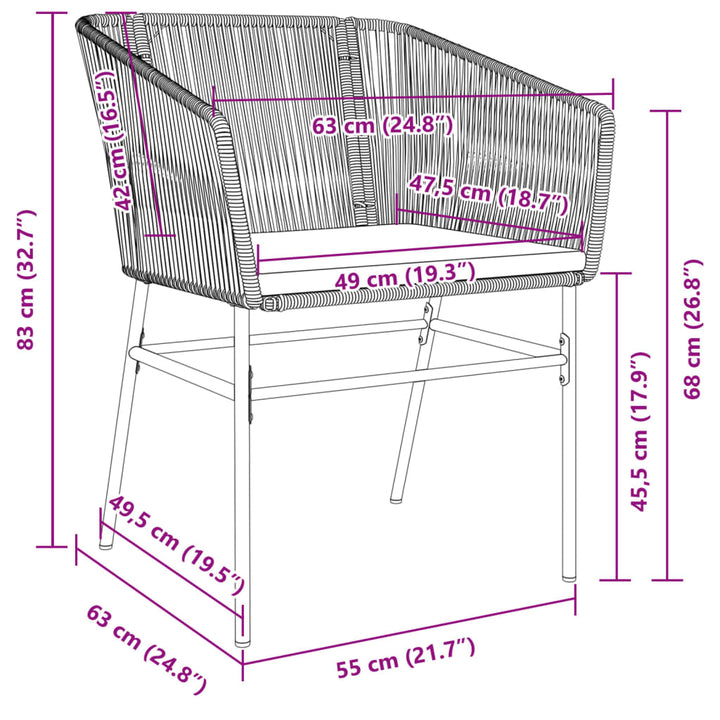 Gartenstühle 2 Stk. Mit Kissen Poly Rattan