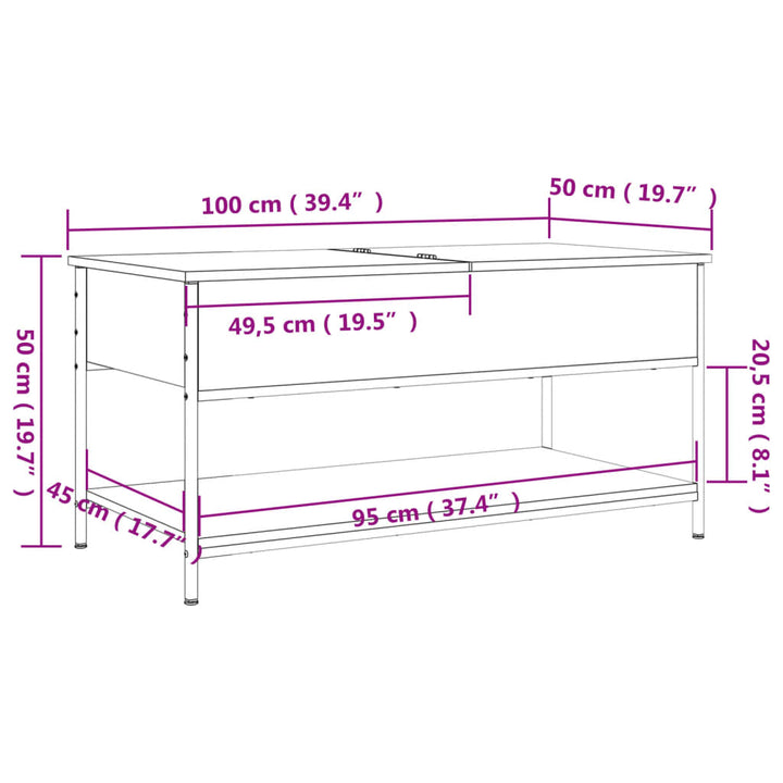 Couchtisch 100X50X50 Cm Holzwerkstoff Und Metall