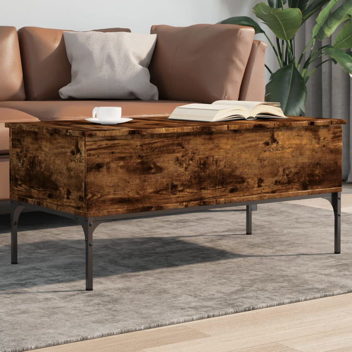 Couchtisch Braun Eichen-Optik 100X50X45 Cm Holzwerkstoff Metall