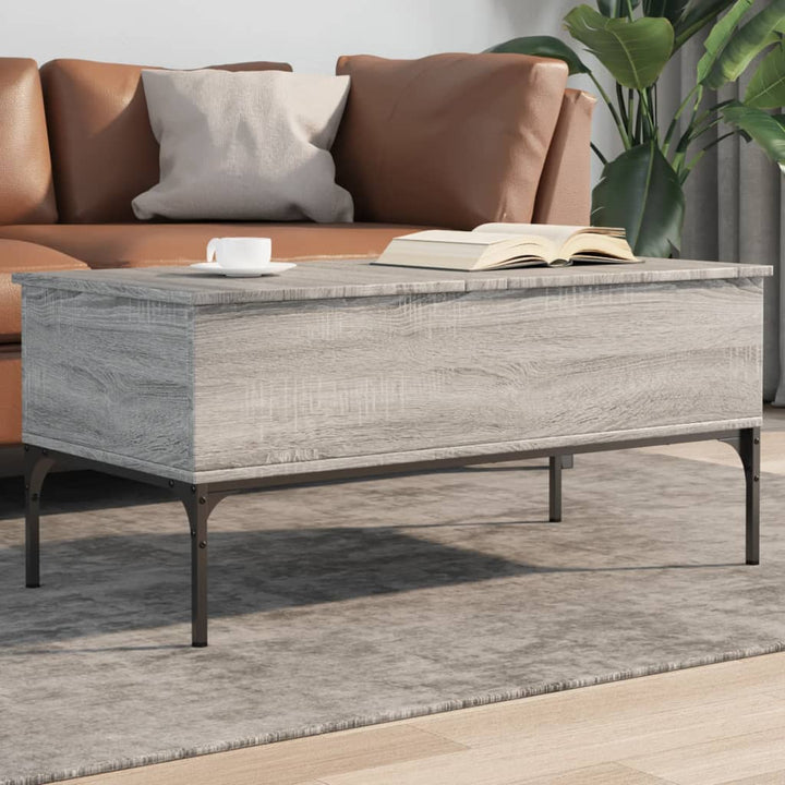 Couchtisch Braun Eichen-Optik 100X50X45 Cm Holzwerkstoff Metall