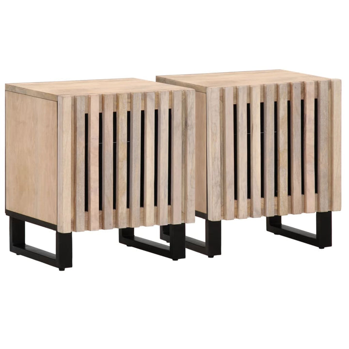 Nachttische 2 Stk. 40X34X46 Cm Massivholz Akazie