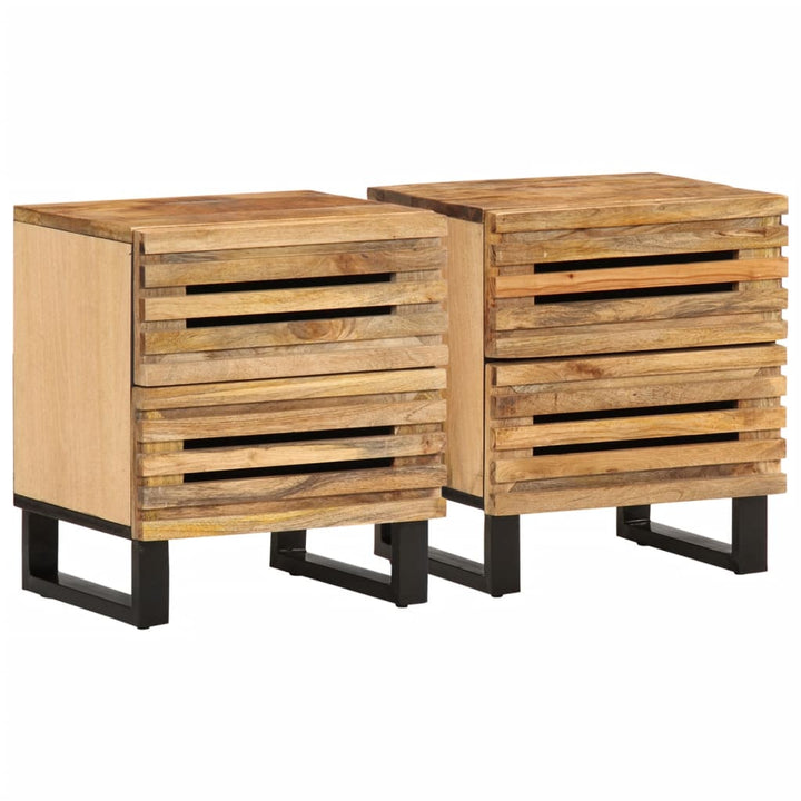 Nachttische 2 Stk. 40X34X46 Cm Massivholz Mango