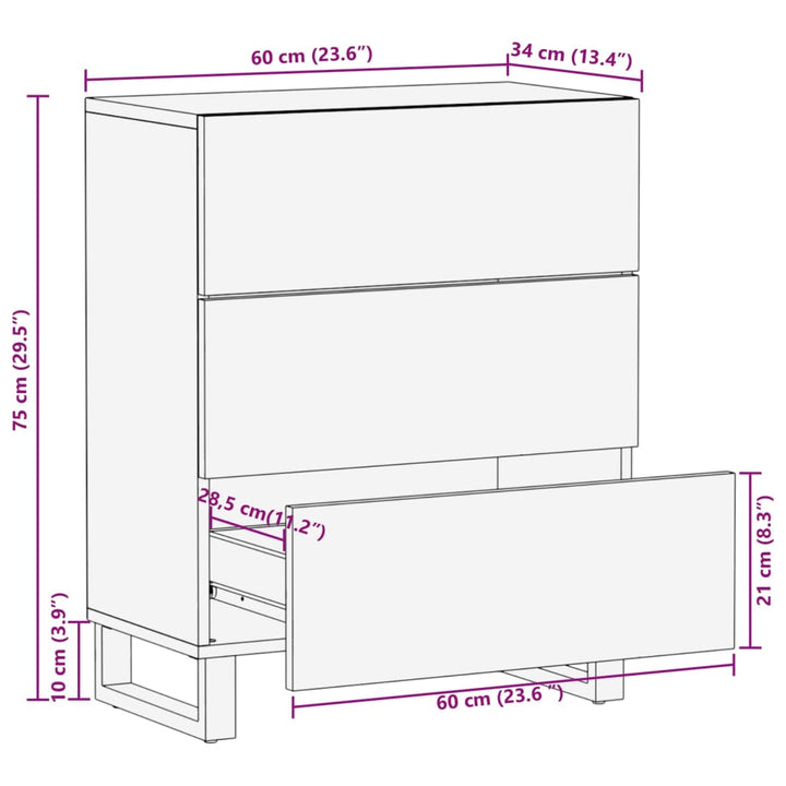 Sideboard 60X34X75 Cm Massivholz Akazie