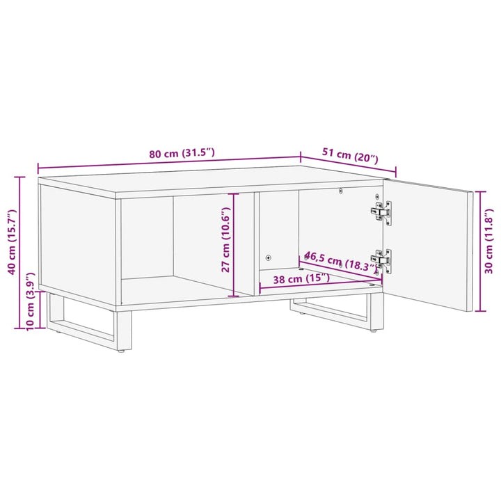 Couchtisch 80X51X40 Cm Massivholz Mango