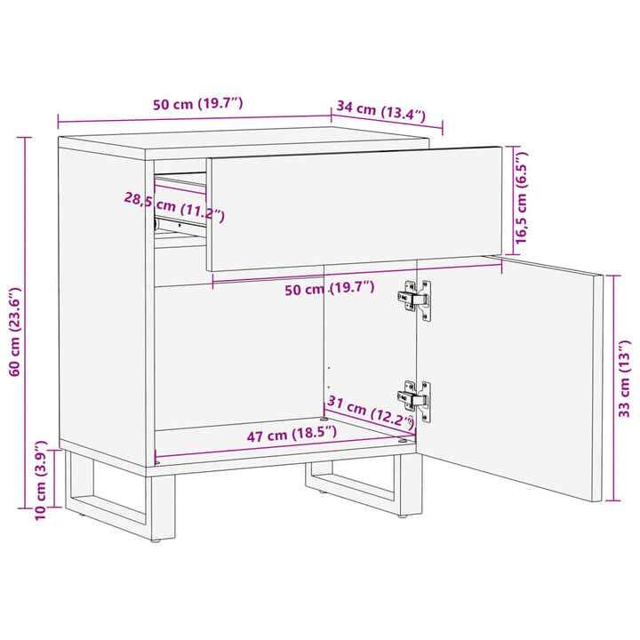 Nachttisch 50X34X60 Cm Massivholz Akazie