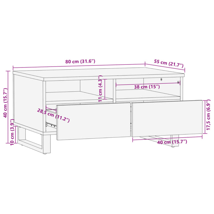 Couchtisch Braun 80X55X40 Cm Massivholz Mango