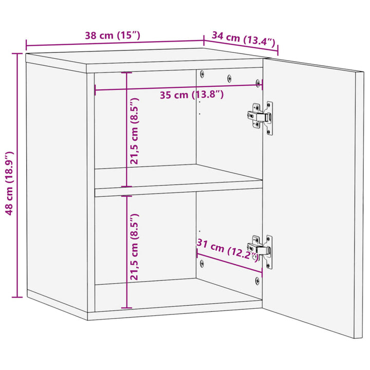 Bad-Wandschrank 38X34X48 Cm Massivholz Akazie