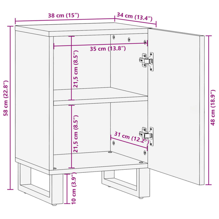 Badschrank 38X34X58 Cm Massivholz Akazie