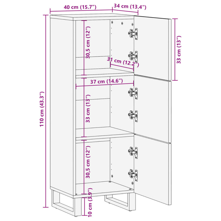 Highboard 40X34X110 Cm Massivholz Akazie