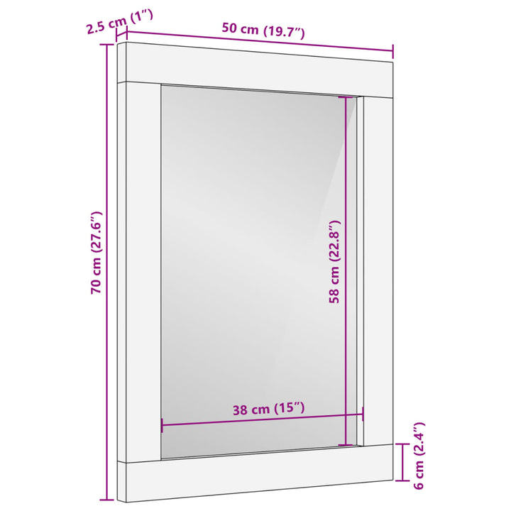 Badspiegel 50X70 Cm Raues Massivholz Mango Und Glas