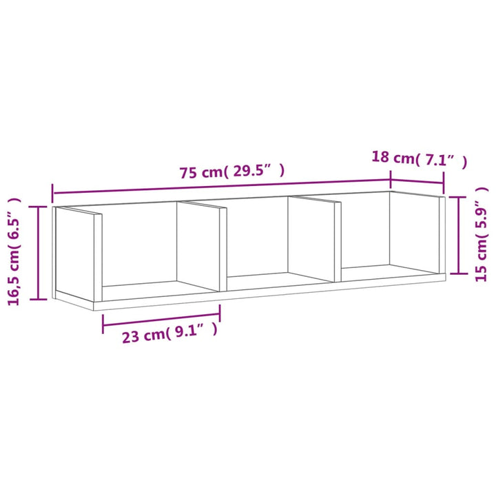 Wandschrank 75X18X16,5 Cm Holzwerkstoff Weiß