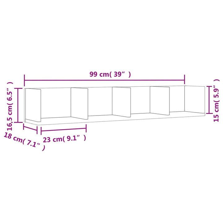 Wandschrank 99X18X16,5 Cm Holzwerkstoff Grau Sonoma