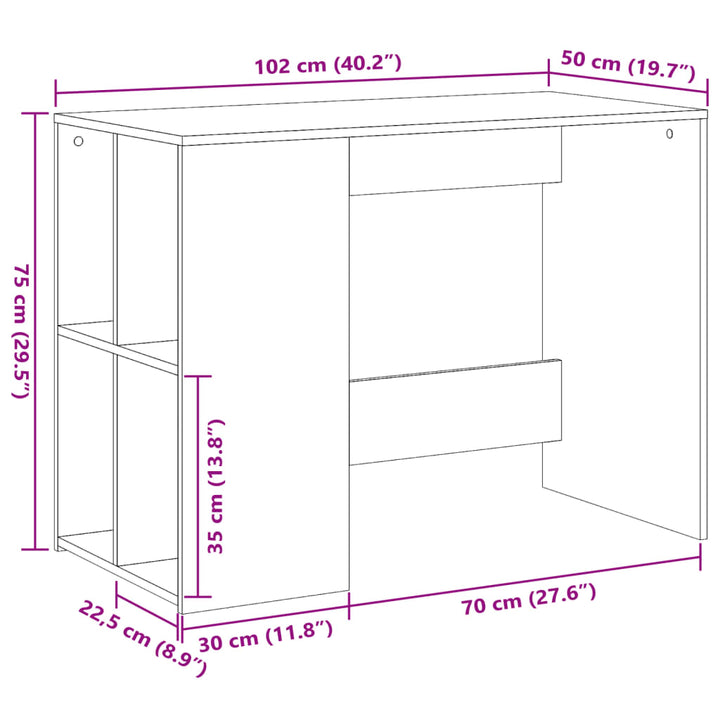 Schreibtisch 102X50X75 Cm Holzwerkstoff