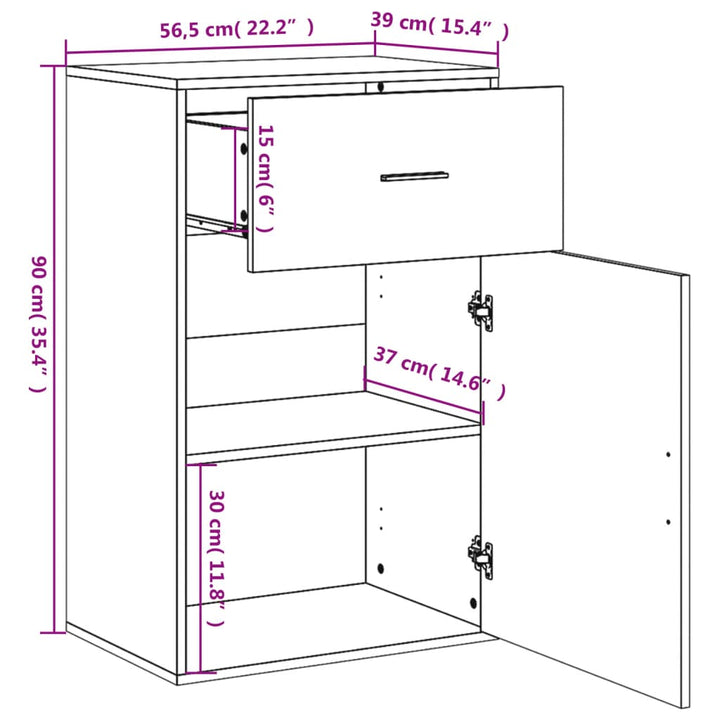 Beistellschrank 56,5X39X90 Cm Holzwerkstoff