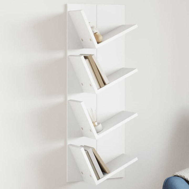 Wand-Bücherregal Mit 4 Fächern Braun Eichen-Optik 33X16X90 Cm