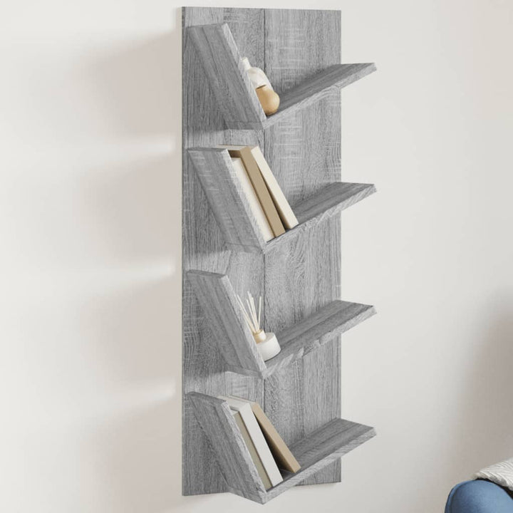 Wand-Bücherregal Mit 4 Fächern Braun Eichen-Optik 33X16X90 Cm