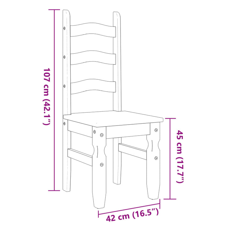 Essstühle 2 Stk. Corona Grau 42X47X107 Cm Massivholz Kiefer