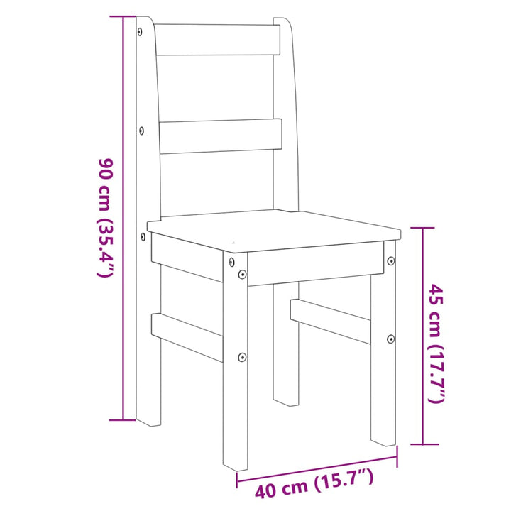 Essstühle 2 Stk. Panama Grau 40X46X90 Cm Massivholz Kiefer