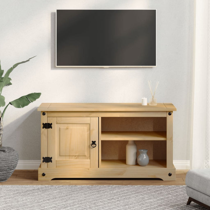 Tv-Schrank Corona 100X40X52 Cm Massivholz Kiefer Hellgrau