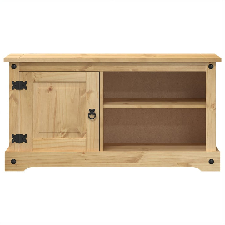 Tv-Schrank Corona 100X40X52 Cm Massivholz Kiefer Hellgrau