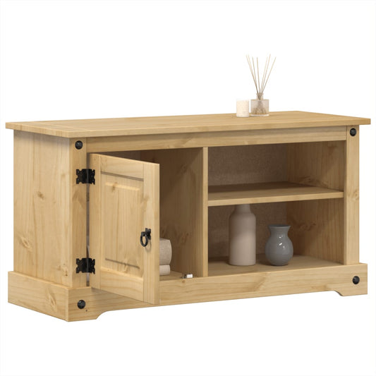 Tv-Schrank Corona 100X40X52 Cm Massivholz Kiefer Hellgrau