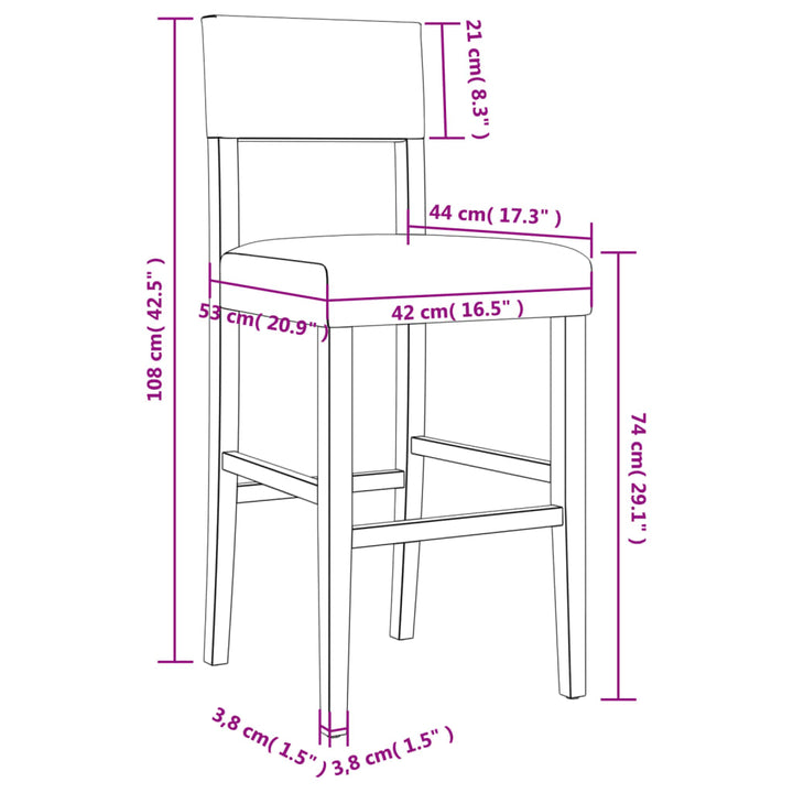 Barstühle 2 Stk. Massivholz Gummibaum Und Kunstleder