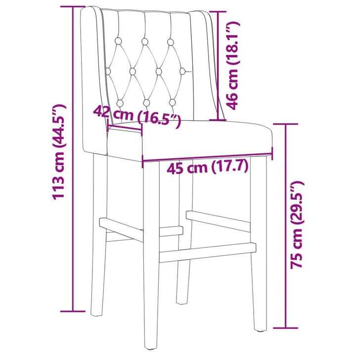 Barstühle 2 Stk. Massivholz Gummibaum Und Stoff