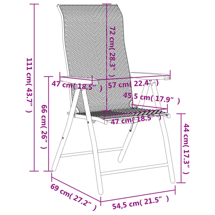 Gartenstühle 2 Stk. Klappbar Poly Rattan