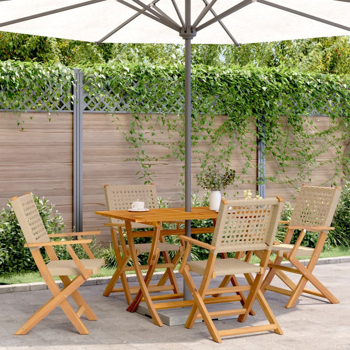 Gartenstühle 6 Stk. Klappbar Poly Rattan & Massivholz