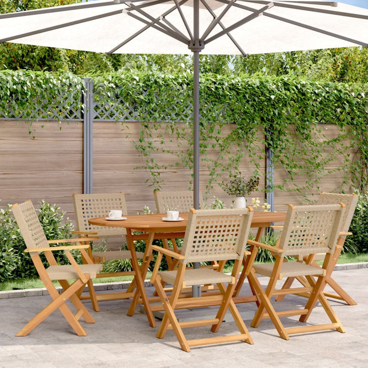 Gartenstühle 6 Stk. Klappbar Poly Rattan & Massivholz