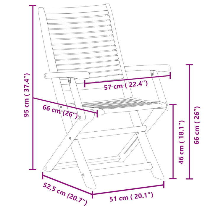 Gartenstühle 6 Stk. Klappbar 57X66X95 Cm Massivholz Akazie