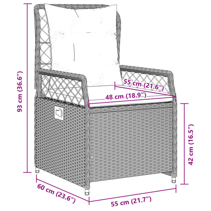 Gartensessel 2 Stk. Verstellbar Poly Rattan