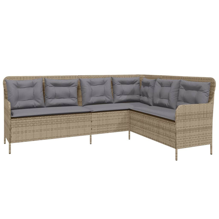 Gartensofa In L-Form Mit Kissen Poly Rattan