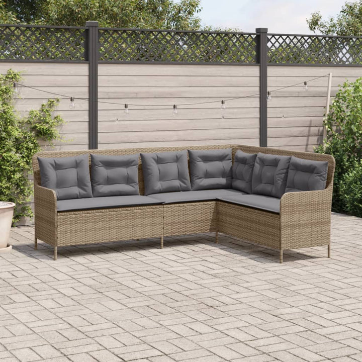 Gartensofa In L-Form Mit Kissen Poly Rattan