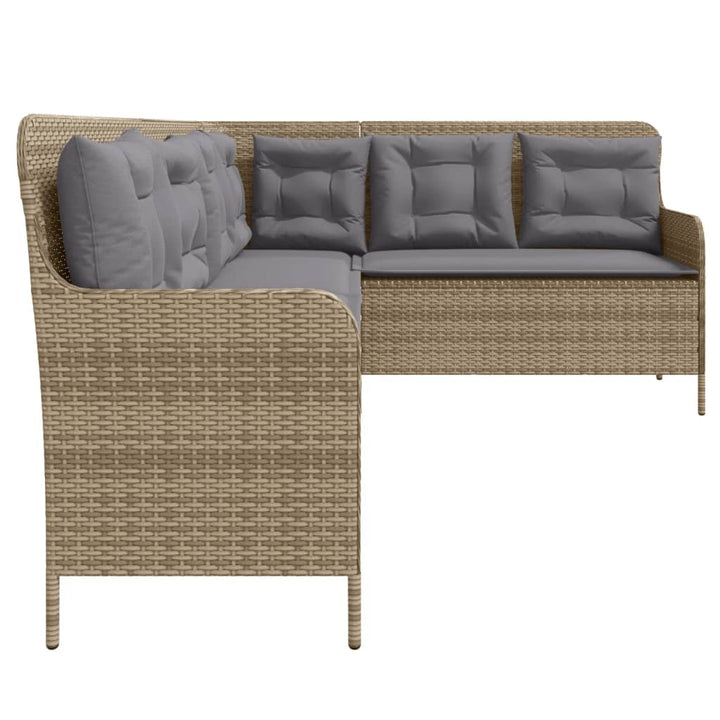 Gartensofa In L-Form Mit Kissen Poly Rattan