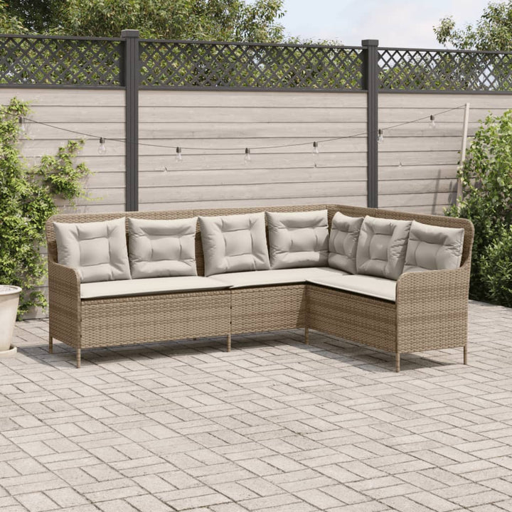 Gartensofa In L-Form Mit Kissen Poly Rattan