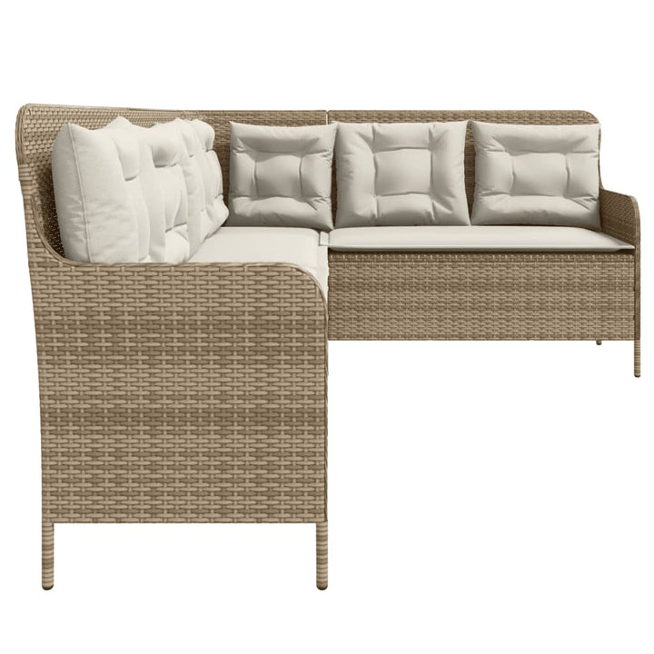 Gartensofa In L-Form Mit Kissen Poly Rattan