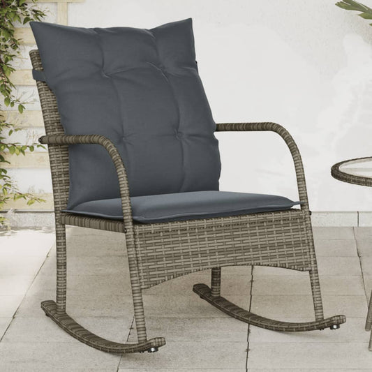 Garten-Schaukelstuhl Mit Kissen Poly Rattan