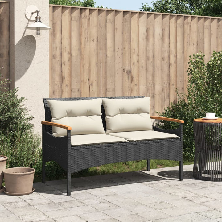 Gartenbank Mit Kissen 116X62,5X74 Cm Poly Rattan