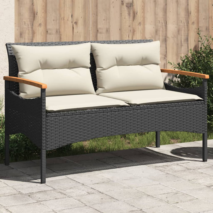 Gartenbank Mit Kissen 116X62,5X74 Cm Poly Rattan